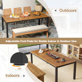 8-Person Outdoor Dining Table 79 Inch Acacia Wood Patio Table with Umbrella Hole