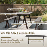 Outdoor Dining Tale for 6 with 1.93 Inch Umbrella Hole for Garden-Dark Brown