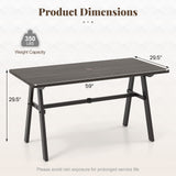 Outdoor Dining Tale for 6 with 1.93 Inch Umbrella Hole for Garden-Dark Brown