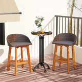 Outdoor Faux Rattan Bar Chairs Set of 2 with Ergonomic Backrests and Footrests