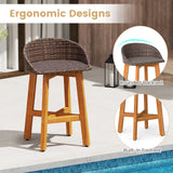 Outdoor Faux Rattan Bar Chairs Set of 2 with Ergonomic Backrests and Footrests