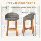 Outdoor Faux Rattan Bar Chairs Set of 2 with Ergonomic Backrests and Footrests