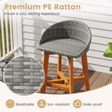 Outdoor Faux Rattan Bar Chairs Set of 2 with Ergonomic Backrests and Footrests