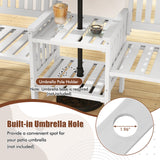 Outdoor Fir Wood Loveseat with 2-Tier Side Table and 1.96" Umbrella Hole