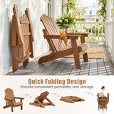 Outdoor Folding Adirondack Chair with Cup Holder and 5-Level Backrest