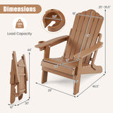 Outdoor Folding Adirondack Chair with Cup Holder and 5-Level Backrest