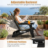 Outdoor Folding Adirondack Chair with Cup Holder and 5-Level Backrest