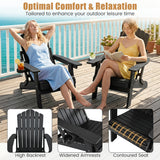 Outdoor Folding Adirondack Chair with Cup Holder and 5-Level Backrest