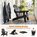 Outdoor Folding Adirondack Chair with Cup Holder and 5-Level Backrest