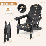 Outdoor Folding Adirondack Chair with Cup Holder and 5-Level Backrest