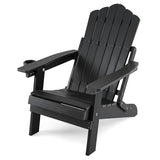 Outdoor Folding Adirondack Chair with Cup Holder and 5-Level Backrest