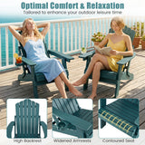 Outdoor Folding Adirondack Chair with Cup Holder and 5-Level Backrest