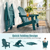 Outdoor Folding Adirondack Chair with Cup Holder and 5-Level Backrest