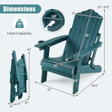 Outdoor Folding Adirondack Chair with Cup Holder and 5-Level Backrest