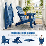 Outdoor Folding Adirondack Chair with Cup Holder and 5-Level Backrest