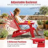 Outdoor Folding Adirondack Chair with Cup Holder and 5-Level Backrest