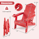 Outdoor Folding Adirondack Chair with Cup Holder and 5-Level Backrest