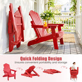Outdoor Folding Adirondack Chair with Cup Holder and 5-Level Backrest