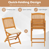 Outdoor Folding Chairs with Seat Cushions Set of 2