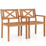 Outdoor Garden Acacia Wood Patio Dining Chairs for Porch-Set of 2/4