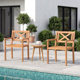 Outdoor Garden Acacia Wood Patio Dining Chairs for Porch-Set of 2/4