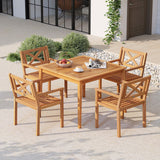 Outdoor Garden Acacia Wood Patio Dining Chairs for Porch-Set of 2/4