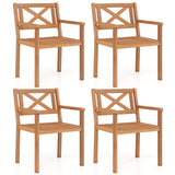 Outdoor Garden Acacia Wood Patio Dining Chairs for Porch-Set of 2/4
