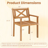 Outdoor Garden Acacia Wood Patio Dining Chairs for Porch-Set of 2/4
