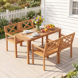 Outdoor Garden Acacia Wood Patio Dining Chairs for Porch-Set of 2/4