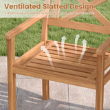 Outdoor Garden Acacia Wood Patio Dining Chairs for Porch-Set of 2/4