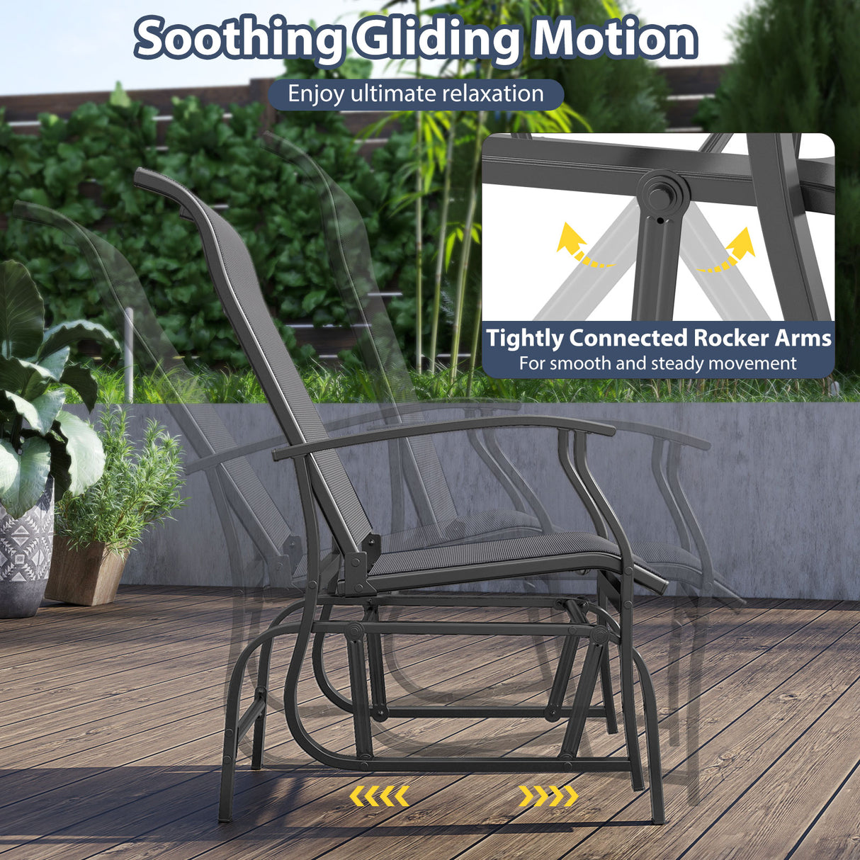 Outdoor Glider Chairs Set of 2 with Ergonomic Backrest and Seat