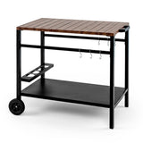 Outdoor Grill Cart with Spice Rack and Hooks for Patio and Garden-Brown