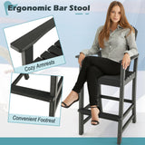 30 Inches Counter Height Outdoor HDPE Bar Stool with Armrests and Footrest