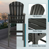 30 Inches Counter Height Outdoor HDPE Bar Stool with Armrests and Footrest