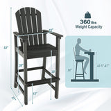 30 Inches Counter Height Outdoor HDPE Bar Stool with Armrests and Footrest