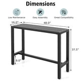 48/55 Inch Outdoor Bar Table with Waterproof Top and Heavy-duty Metal Frame
