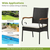 Set of 2/4 Outdoor PE Wicker Chair with Acacia Wood Armrests-Set of 2/4