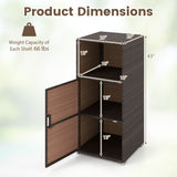 Outdoor PE Wicker Storage Cabinet with Door and Open Compartment for Patio