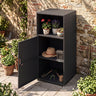 Outdoor PE Wicker Storage Cabinet with Door and Open Compartment for Patio