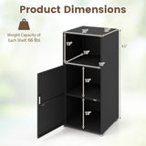 Outdoor PE Wicker Storage Cabinet with Door and Open Compartment for Patio
