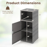 Outdoor PE Wicker Storage Cabinet with Door and Open Compartment for Patio