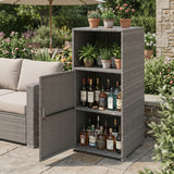 Outdoor PE Wicker Storage Cabinet with Door and Open Compartment for Patio