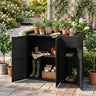 Outdoor PE Wicker Storage Cabinet with 3 Doors and Adjustable Shelves and Drawer