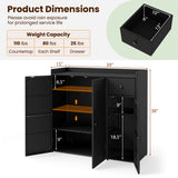 Outdoor PE Wicker Storage Cabinet with 3 Doors and Adjustable Shelves and Drawer