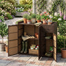 Outdoor PE Wicker Storage Cabinet with 3 Doors and Adjustable Shelves and Drawer