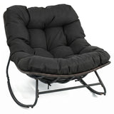 Outdoor Papasan Rocking Chair with Thick Cushion and Pads