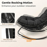 Outdoor Papasan Rocking Chair with Thick Cushion and Pads