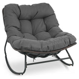 Outdoor Papasan Rocking Chair with Thick Cushion and Pads
