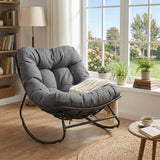 Outdoor Papasan Rocking Chair with Thick Cushion and Pads