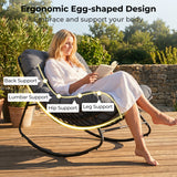 Outdoor Papasan Rocking Chair with Thick Cushion and Pads